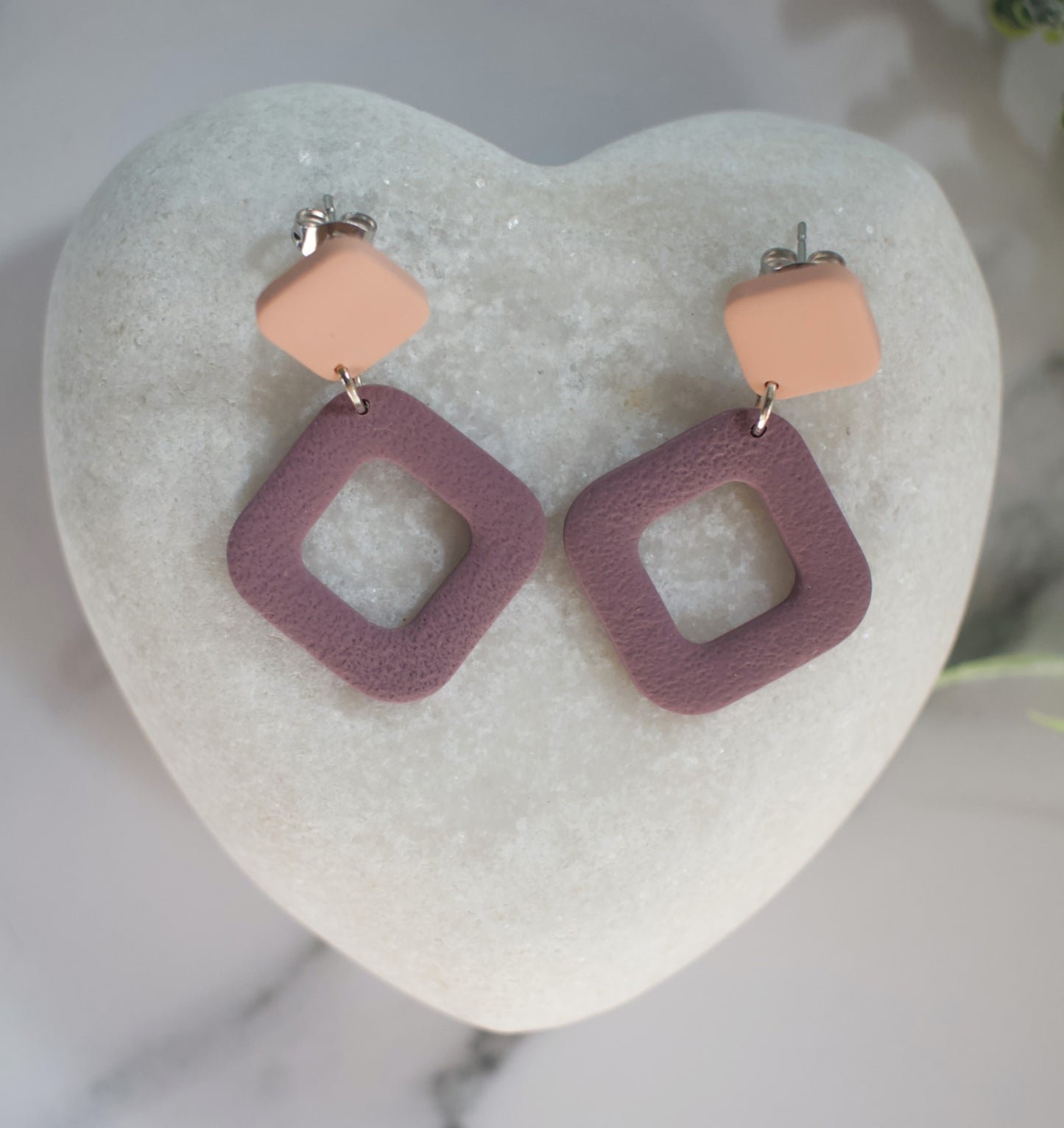 Two Tone Off-set Squares | Apricot / Mulberry