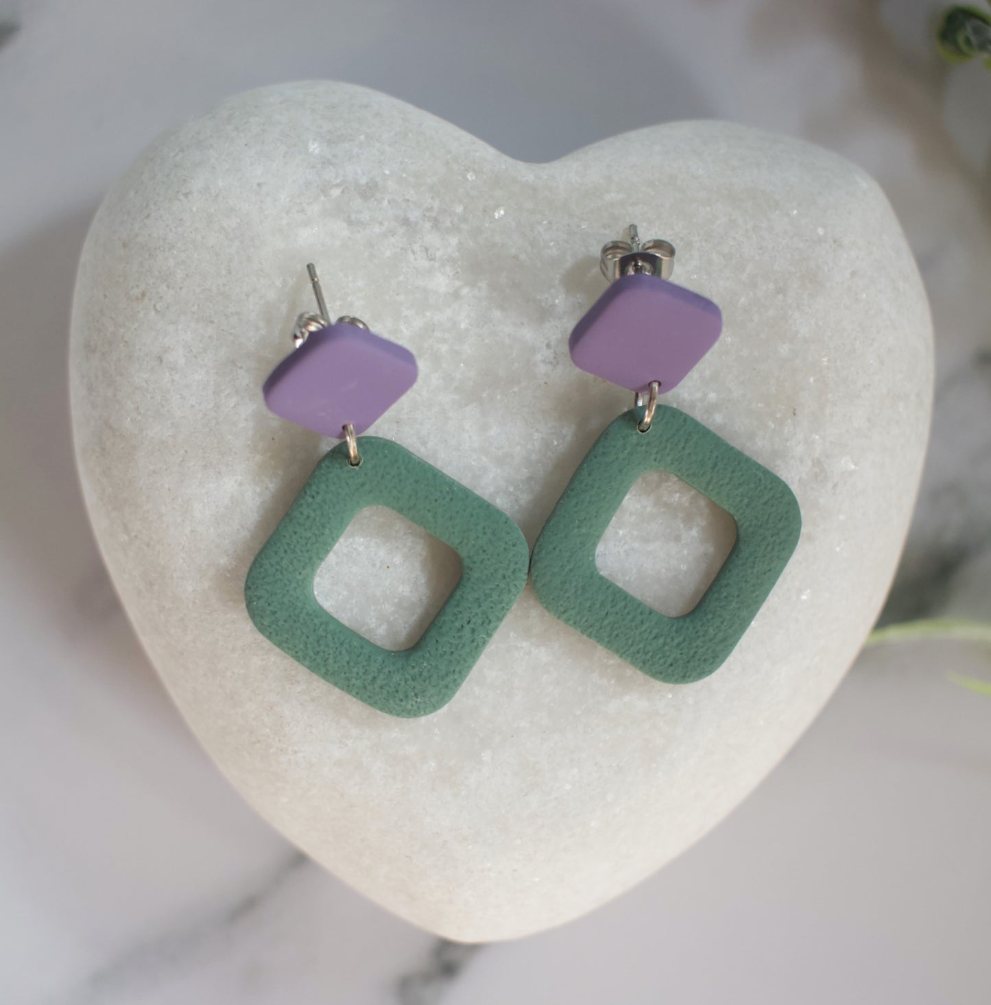 Two Tone Off-set Squares | Dusty Purple / Slate Green