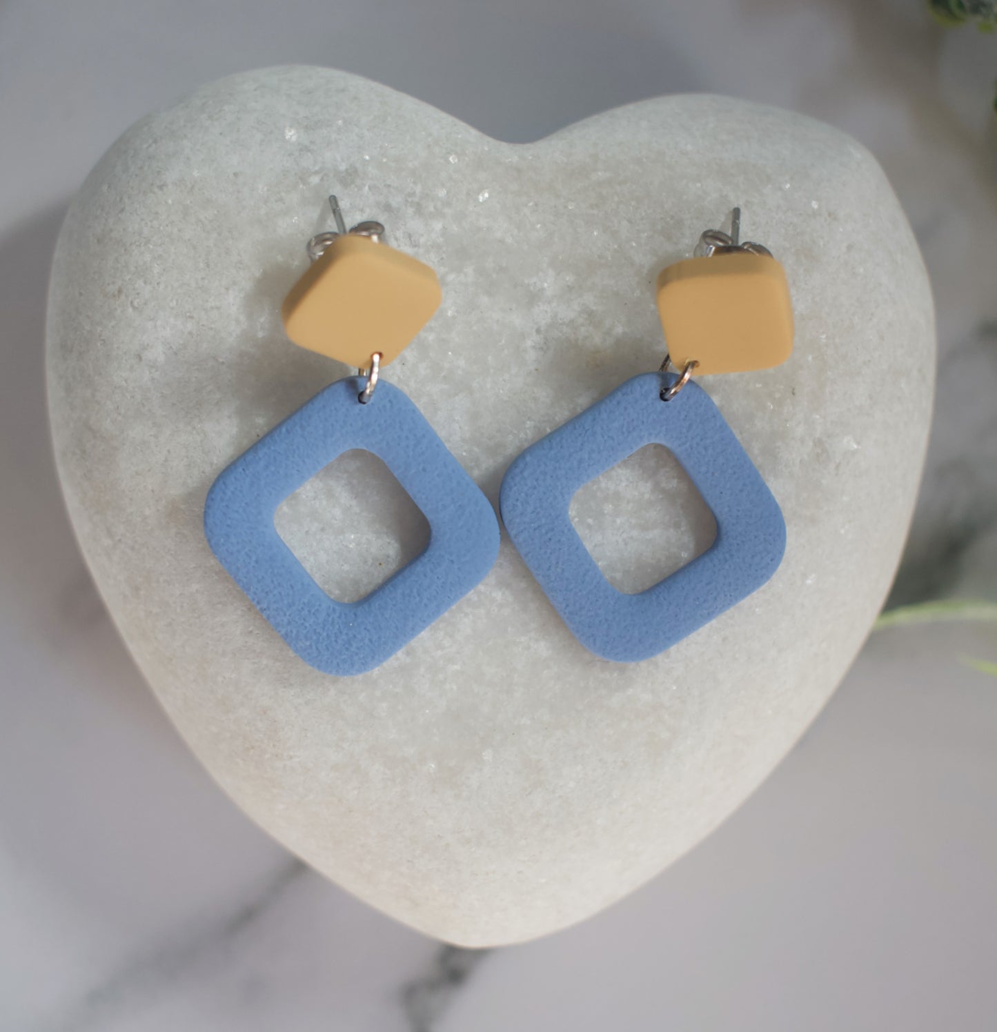 Two Tone Off-set Squares | Marigold / Grey Blue