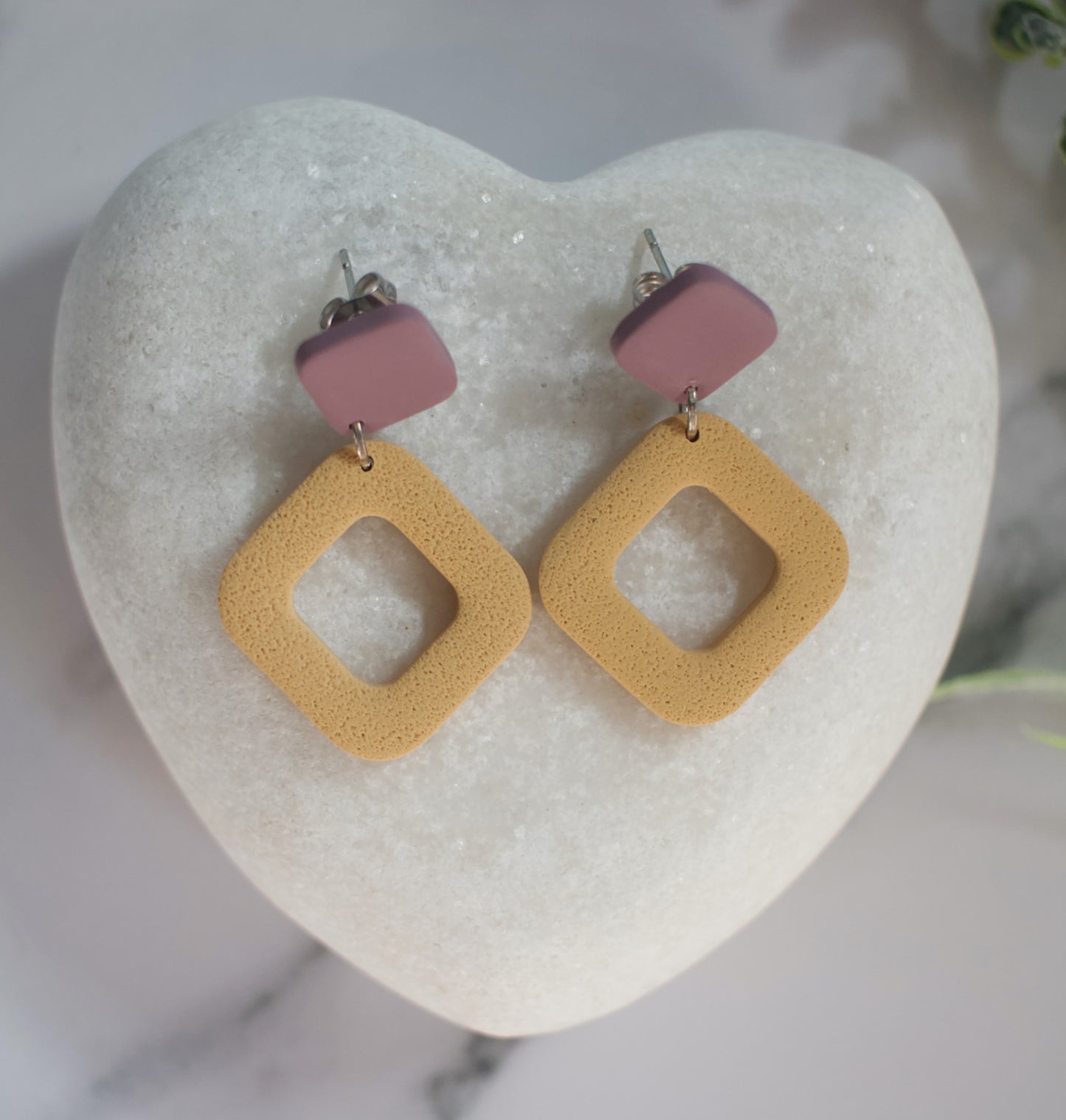 Two Tone Off-set Squares | Mulberry / Marigold