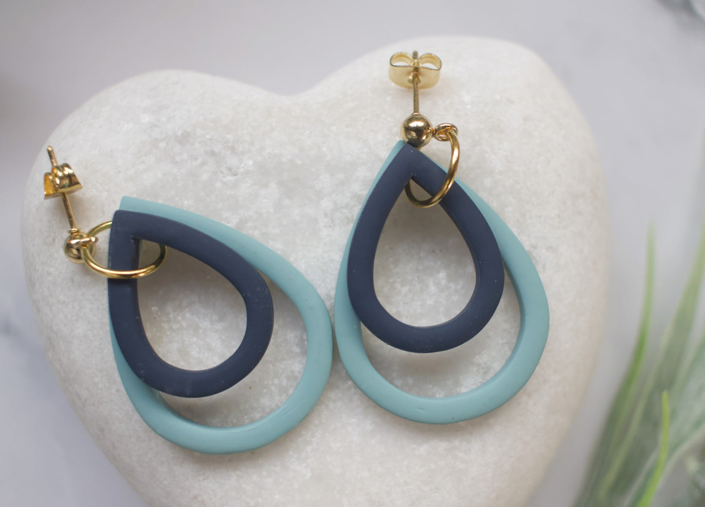 Concentric Teardrops | Teal and Navy