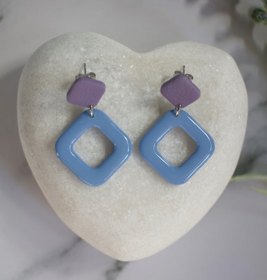 Two Tone Gloss Off-set Squares | Purple / Blue