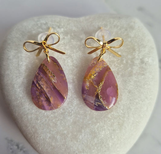 Enchanted Stone | Bow Tear Drops | Gilded Aubergine