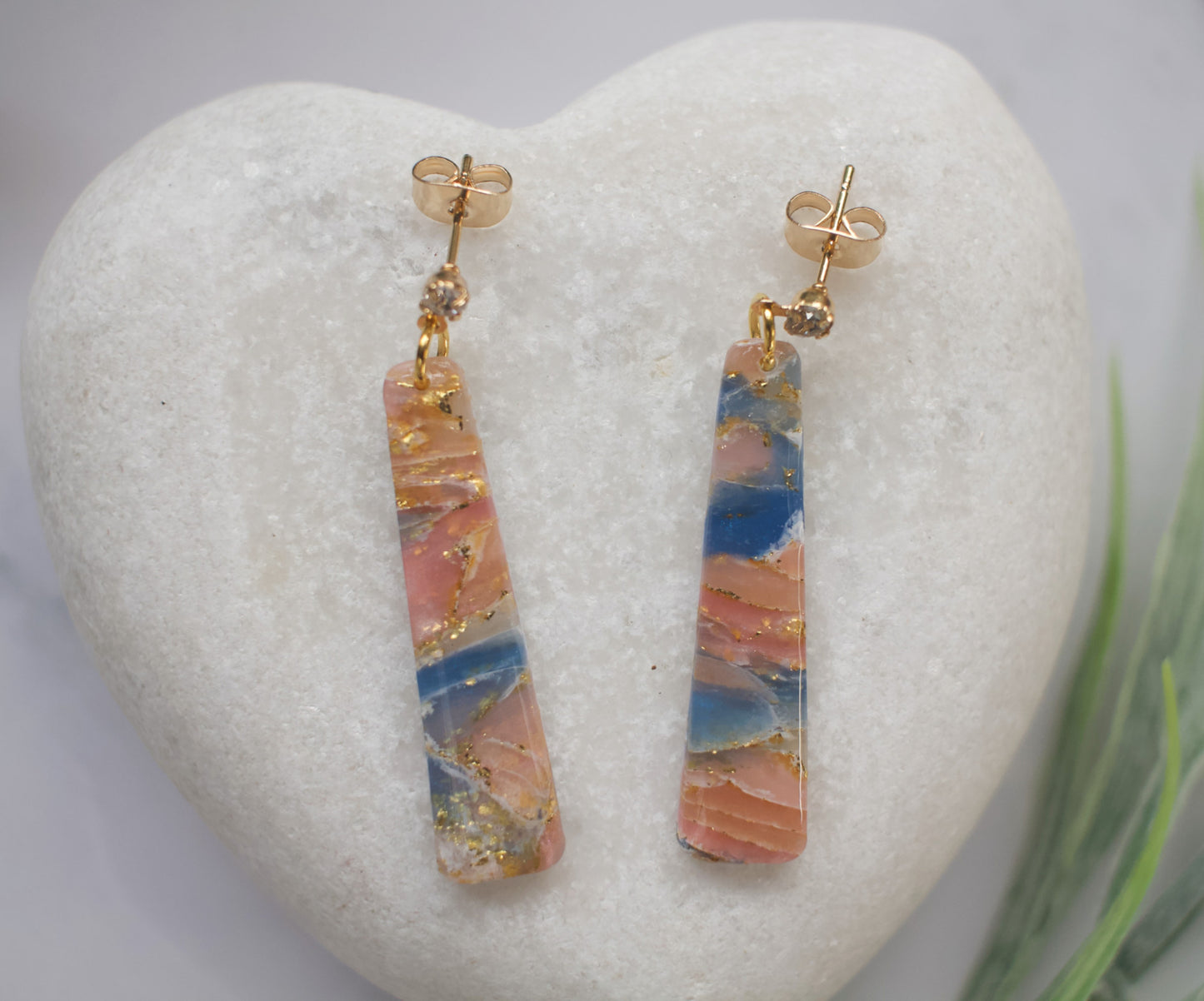 Enchanted Stone Long Drops | Aurora Coral