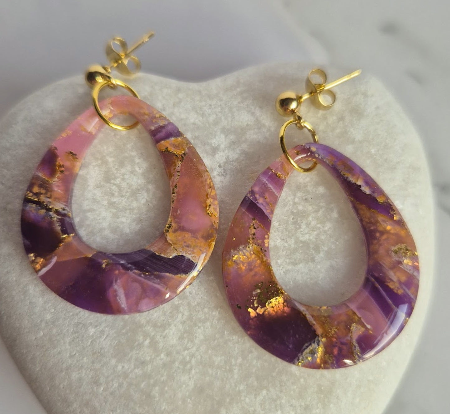 Enchanted Stone | Large Rounded Teardrop | Gilded Aubergine